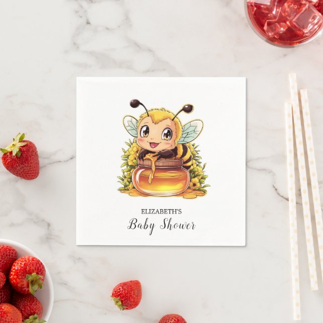 Happy Colorful Bee Baby Shower Serviette (Beispiel)