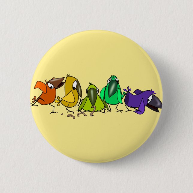Happy Colorful Birds Button Fun (Vorderseite)