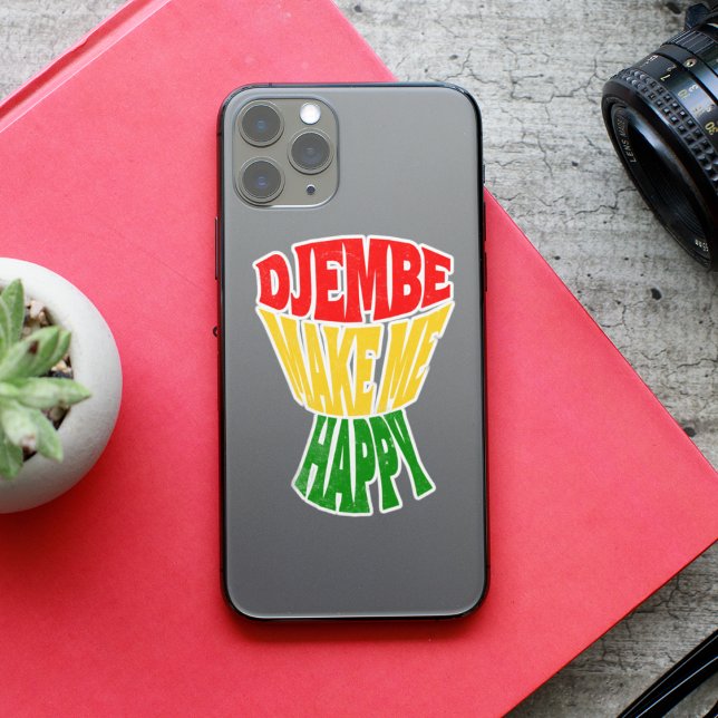 Happy Colorful Djembe macht mich glücklich afrikan Aufkleber (Feel the joy! Djembe makes me happy. Get into the rhythm with our colorful design. )