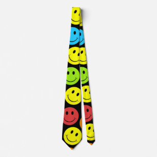 Happy Colorful Faces Pattern Krawatte