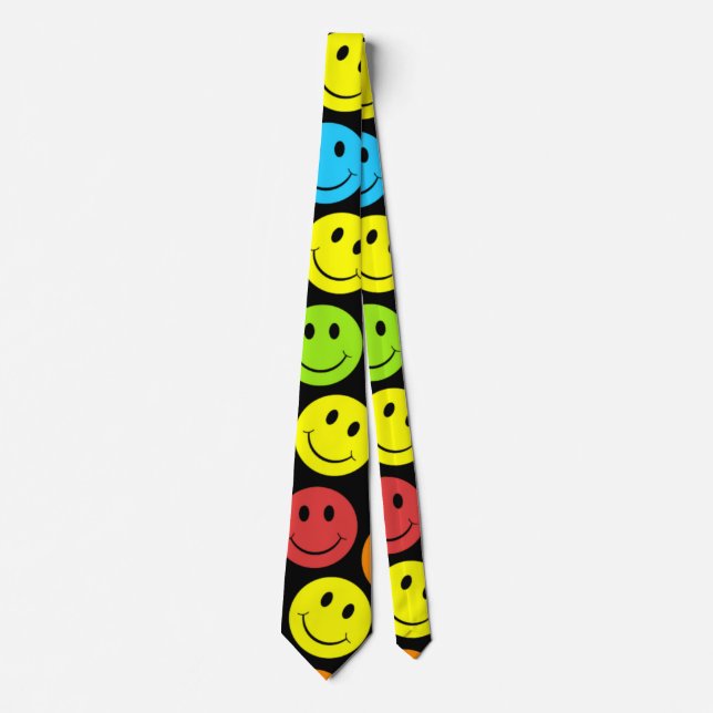Happy Colorful Faces Pattern Krawatte (Vorderseite)