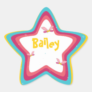 Happy Colorful Fairy Wings Fun Retro Candy Strick Stern-Aufkleber