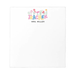 Happy Colorful Flowers Teacher Appreciation Notizblock