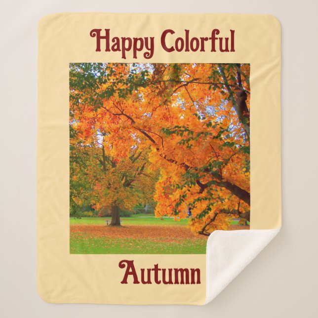 Happy Colorful Herbst Sherpa Blanket Sherpadecke (Vorderseite)