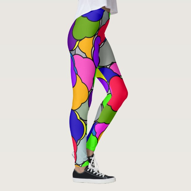 Happy Colorful Summer Cloud Shapes, Leggings (Rechts)