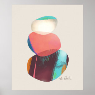 Happy Colorful Watercolor Stones Poster