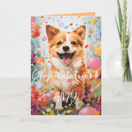 Happy Colorful Watercolor Welpenkarte Karte