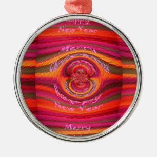 Happy Colors Frohe Weihnachten glückliche Neujahrs Silbernes Ornament