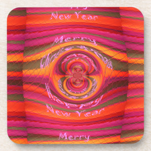 Happy Colors Merry Christmas Happy New Year  Desig Getränkeuntersetzer