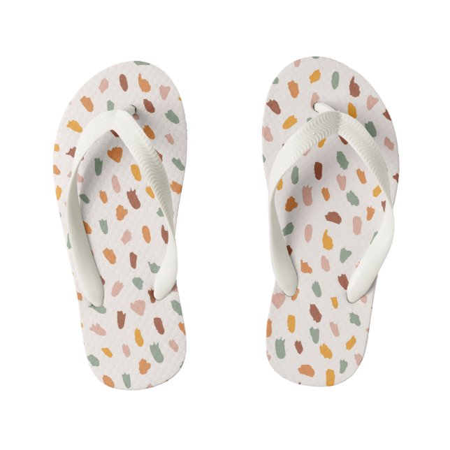 Happy Coloured Dot Shapes Pattern Slippers Kinderbadesandalen (Fußbett)