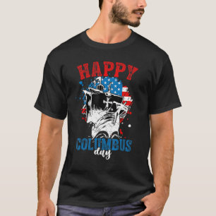 Happy Columbus Day Oktober Vintag USA Flag T-Shirt