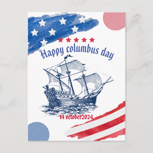 Happy Columbus Day usa 14. Oktober Postkarte (Vorderseite)