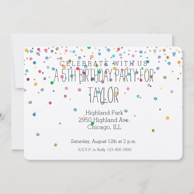 Happy Confetti Dots Einladung (Vorderseite)