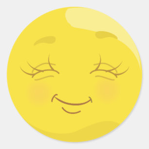 Happy & Content Yellow Emoji-Aufkleber Runder Aufkleber