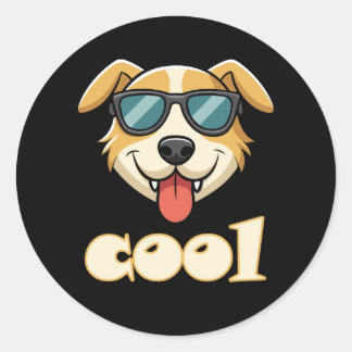 Happy - Cool Cartoon Dog Runder Aufkleber