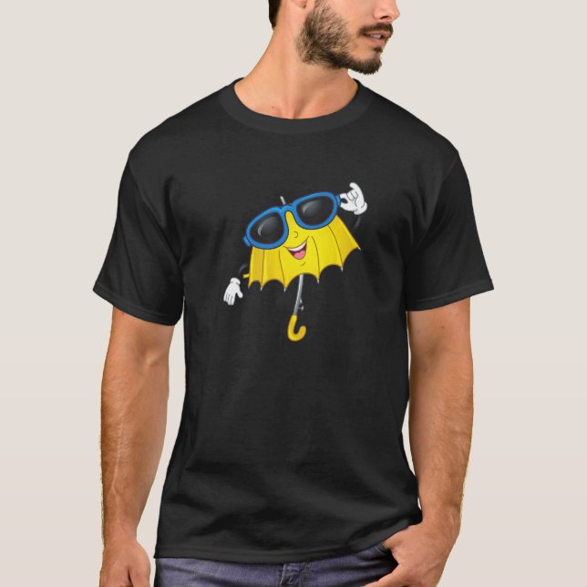 Happy Cool Yellow Regenschirm und Sonnenbrille für T-Shirt (Vorderseite)