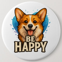 Happy Corgi Cute Dog Lover Design for Positive Button