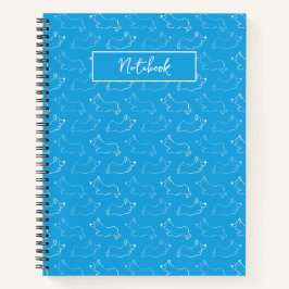 Happy Corgi Hand-Drawn Doodle Teal Custom Notizbuch