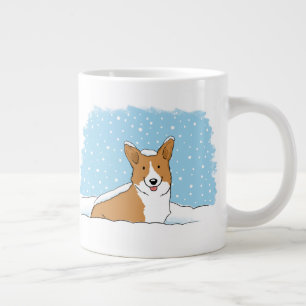 Happy Corgi im Schnee   Niedlicher Winterurlaubshu Jumbo-Tasse
