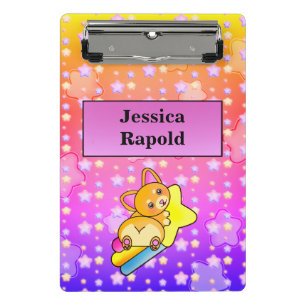 Happy Corgi mit schönen Pastelstars Mini Klemmbrett