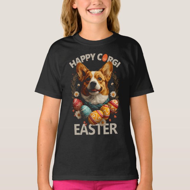 Happy Corgi Oaster T-Shirt (Vorderseite)