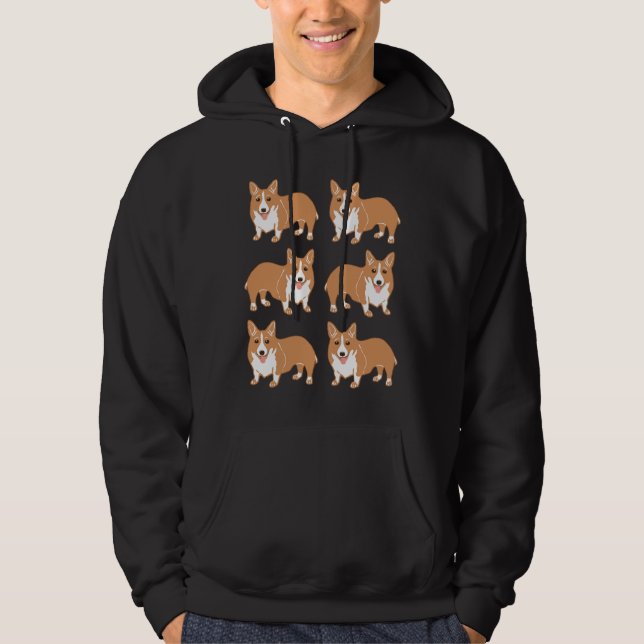 Happy Corgi Pattern Hoodie (Vorderseite)