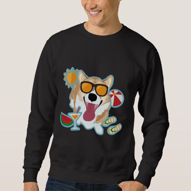 Happy Corgi Summer Sweatshirt (Vorderseite)