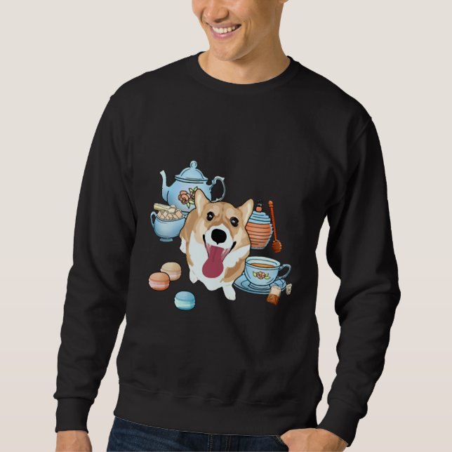 Happy Corgi Tea Time Sweatshirt (Vorderseite)