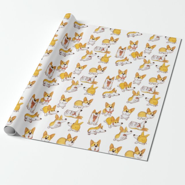 Happy Corgi Wrapping Paper Geschenkpapier (Ungerollt)
