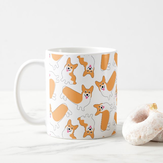 Happy Corgis Niedlicher Welpenhund Kaffeetasse (Mit Donut)