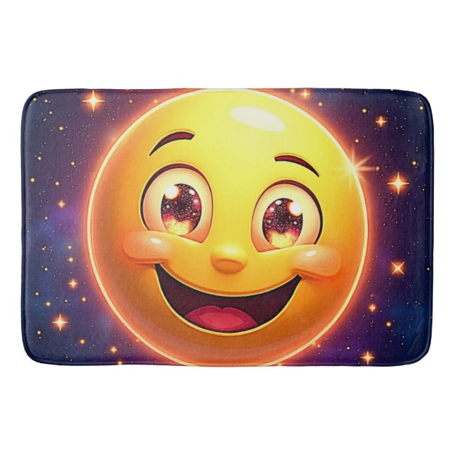 Happy Cosmic Eyes Emoji Badematte (Vorderseite)