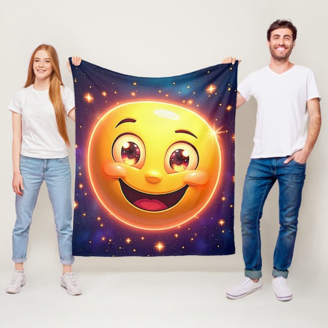 Happy Cosmic Eyes Emoji Fleecedecke (Beispiel)