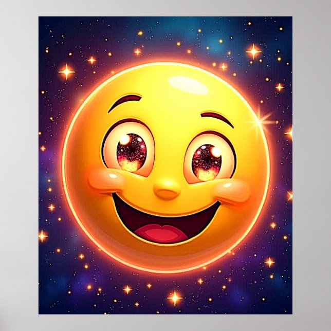 Happy Cosmic Eyes Emoji Poster (Vorne)