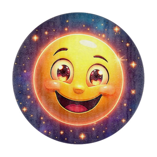 Happy Cosmic Eyes Emoji Schneidebrett (Vorderseite)