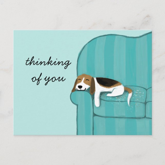Happy Couch Beagle | Niedlicher Hund Postkarte (Vorderseite)