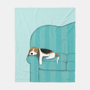 Happy Couch Beagle  Niedlicher Schlafhund Fleecedecke