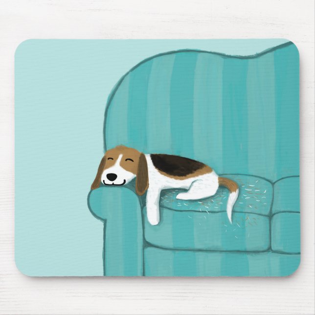 Happy Couch Dog - Niedlicher Beagle Kunsthandwerk Mousepad (Vorne)