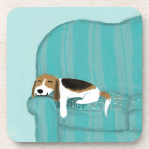 Happy Couch Dog - Niedlicher Beagle Schlafen   Pet Untersetzer