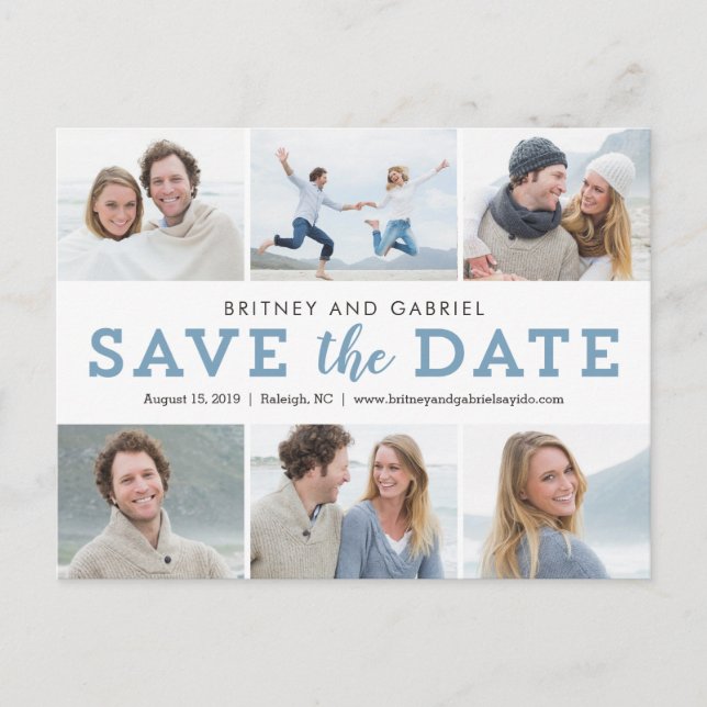 Happy Couple EDITABLE FARBE Save the Date Postcard Ankündigungspostkarte (Vorderseite)