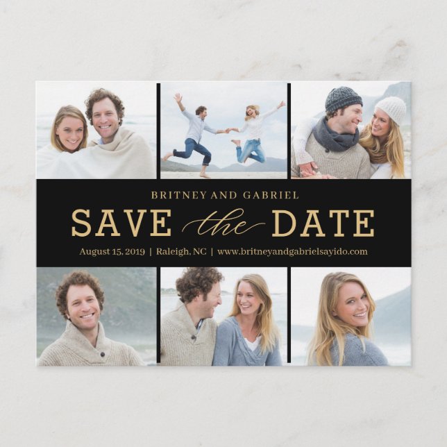 Happy Couple EDITABLE FARBE Save the Date Postcard Postkarte (Vorderseite)