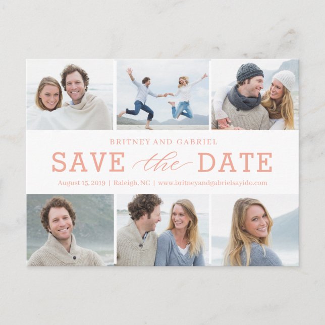 Happy Couple EDITABLE FARBE Save the Date Postcard Postkarte (Vorderseite)
