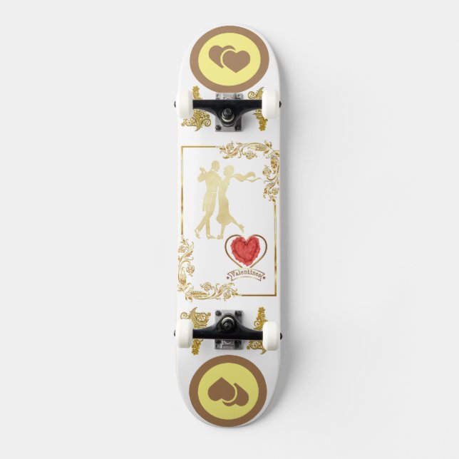 Happy Couples tanzen Valentinvektordesign Skateboard (Vorderseite)