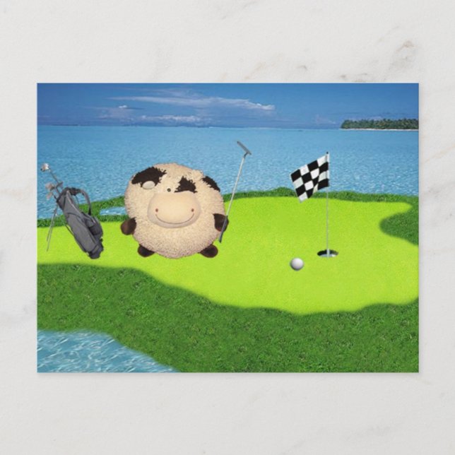 Happy Cow Golf Sport Postkarte (Vorderseite)