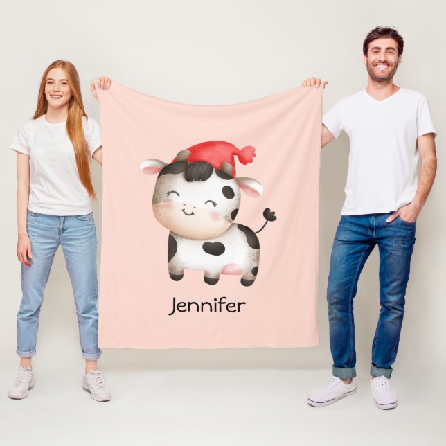 Happy Cow in einem Niedlichen Red Hat Fleecedecke (Beispiel)