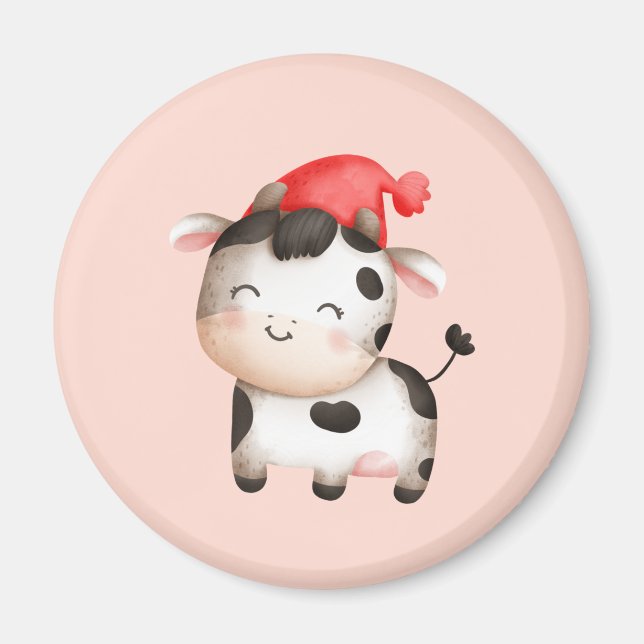 Happy Cow in einem Niedlichen Red Hat Magnet (Vorne)