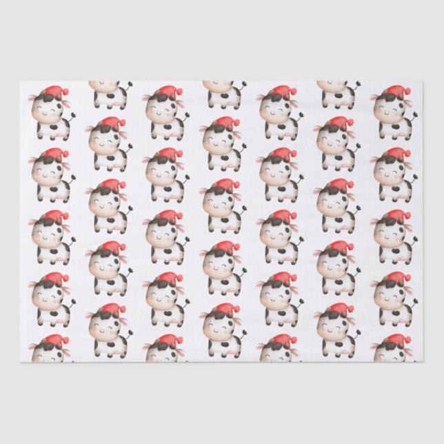 Happy Cow in einem Niedlichen Red Hat Seidenpapier (Vorderseite)