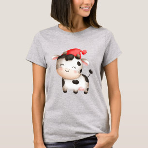 Happy Cow in einem Niedlichen Red Hat T-Shirt