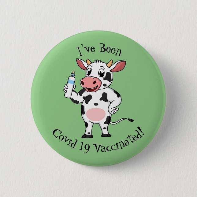 Happy Cow mit Babyflasche Cartoon Button (Vorderseite)