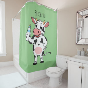 Happy Cow mit Babyflasche Cartoon Duschvorhang