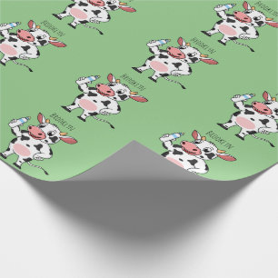 Happy Cow mit Babyflasche Cartoon Geschenkpapier